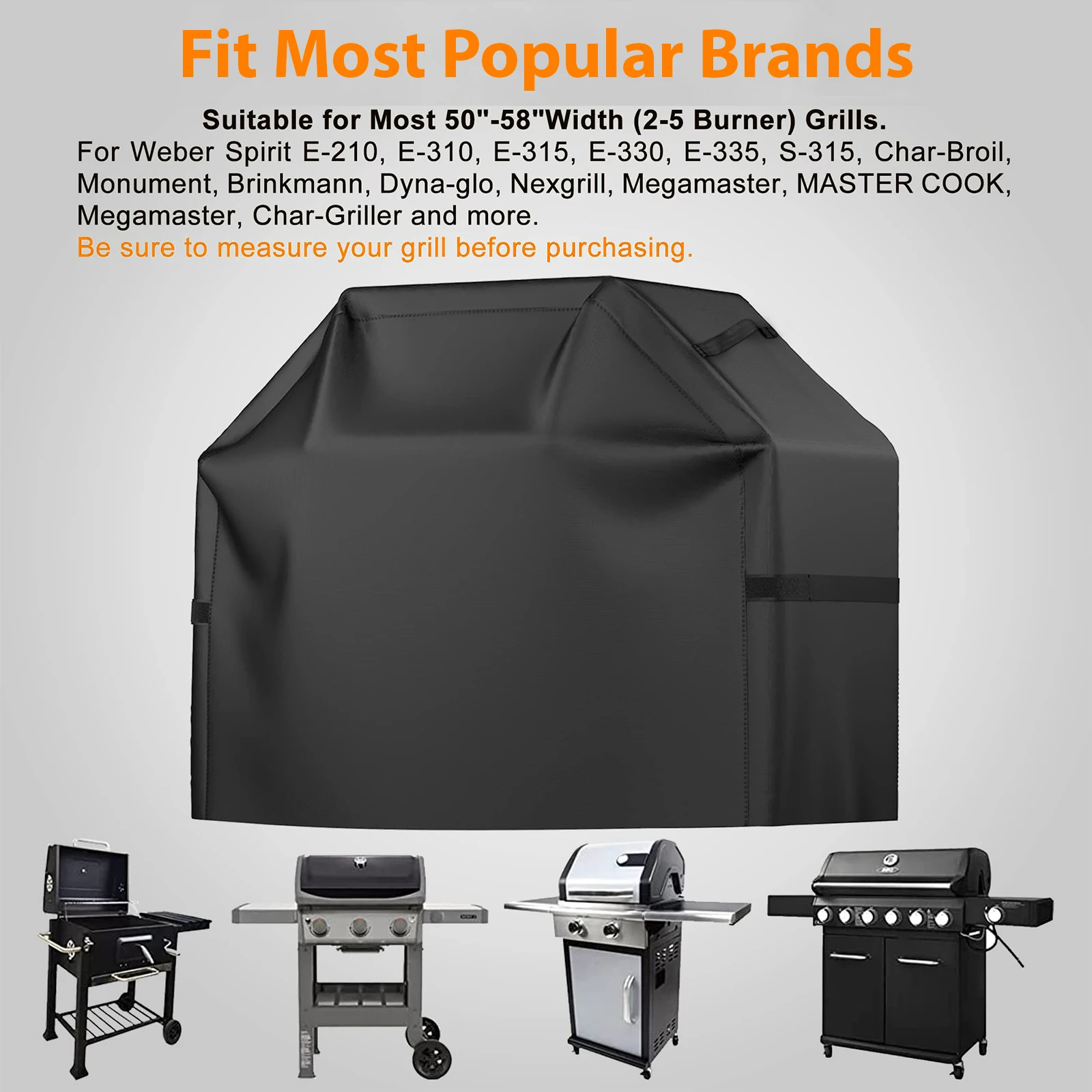 BBQ Gas Grill Cover 420D Heavy Duty Waterproof UV Fade Resistant for Weber Char-Broil Nexgrill Barbecue Smoker Cover With handle