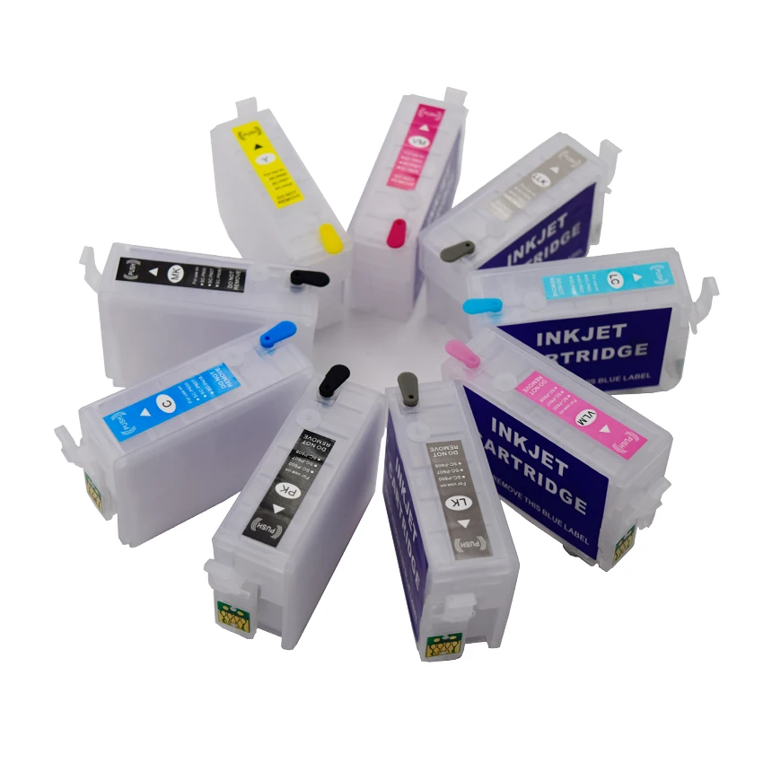 

T7601 - T7609 30ml/pc Refillable Ink Cartridges With Auto Reset Chip For Epson P600 Printers