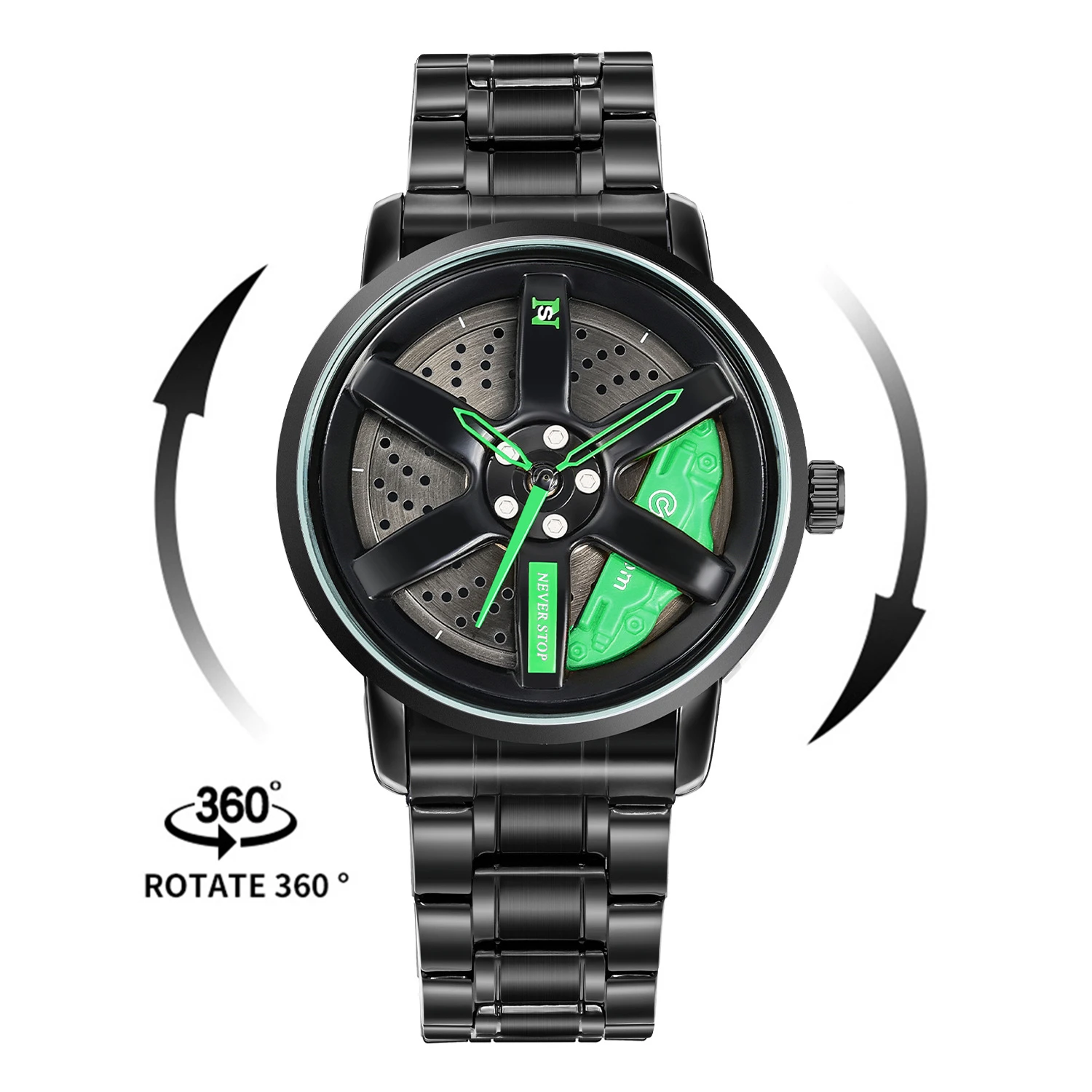 Mode Auto Velg Hub Horloge Voor Mannen Sport Quartz Horloge Luxe Rvs Lederen Riem Horloges-Leer Blauw 01