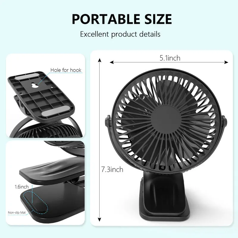 Xiaomi New USB Handheld Clip Fan Portable Rechargeable Fan High Quality Student Wireless Electric Fan Small Cooling Ventilador 5
