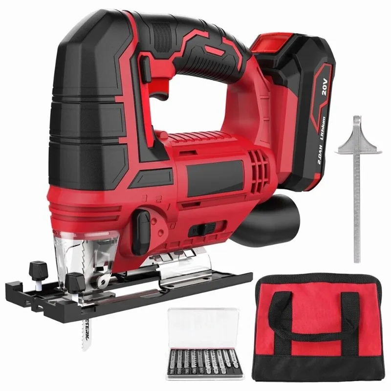 Meterk L11346A 20V Cordless Jig Saw Kit with 2.0Ah Battery 4 Orbital Setting and 10 Blades Multi-Function Power Tool Woodworking trueman travel men s shaver with close cut technology and independent floating heads build in battery self sharpening blades