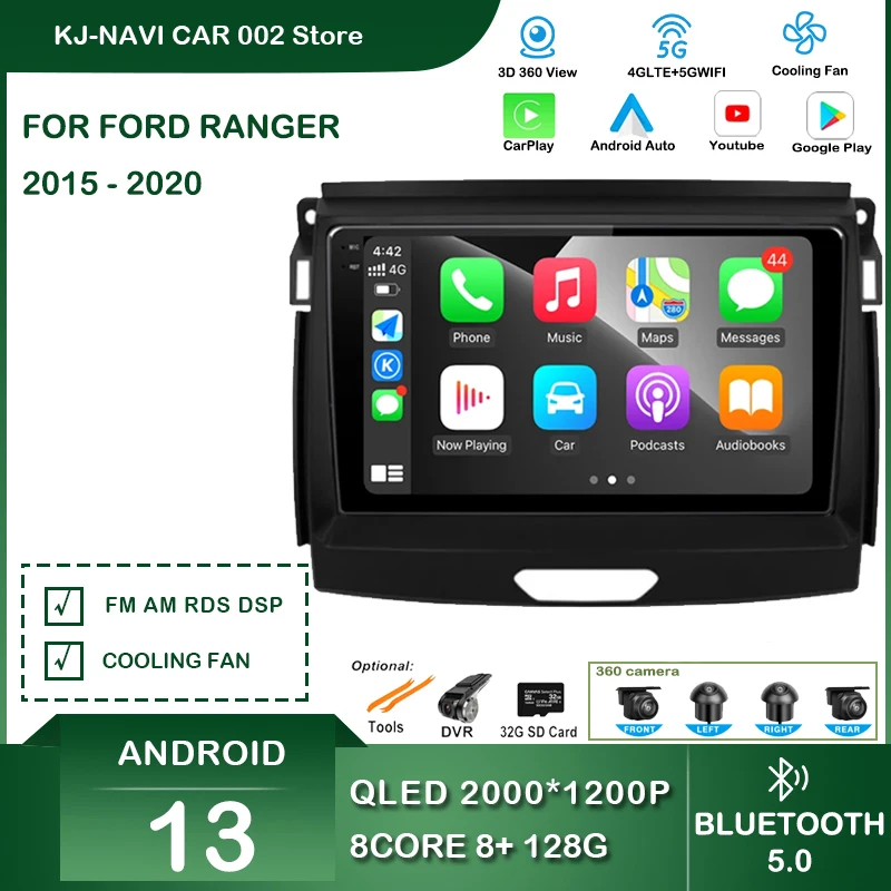 

9" Android 13 For Ford Ranger 2015 2016 2017 2018 2019 2020 Car Stereo Smart SystemIPS Screen GPS Multimedia Carplay Autoradio