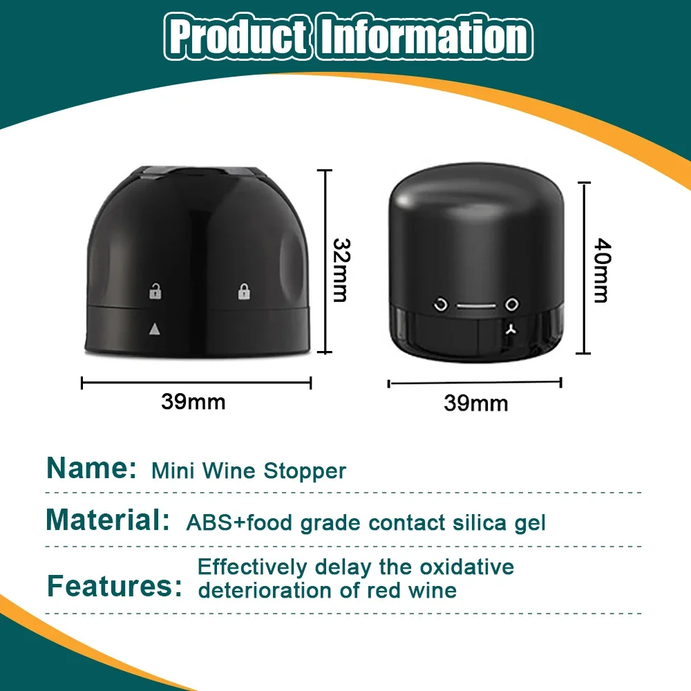 Wine Stopper 1/2PCS Vacuum Red Wine Bottle Cap Stopper Silicone Sealed Champagne Bottle Stopper Reusable Retain Freshness Wine Plug Bar Tool