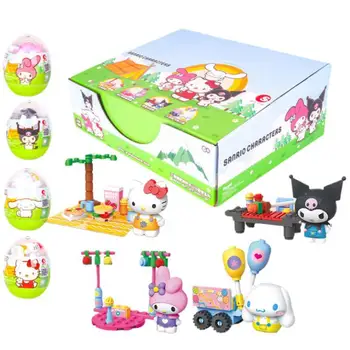 Sanrio Hello Kitty Anime Figure My Melody Kuromi Cinnamoroll Doll Capsule Toy Insert Building Block Gifts