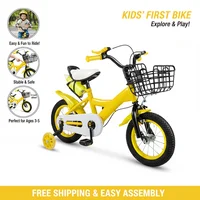 Vélo pour enfants de 12 pouces, vélo pour garçons et filles avec roues stabilisatrices, cadre robuste, frein de sécurité, siège confortable, cyclisme en plein air 3