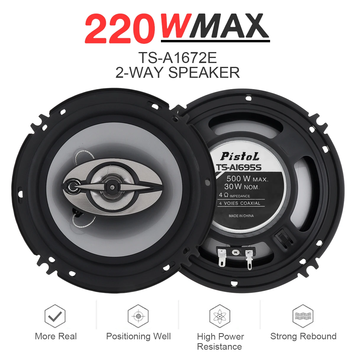 2pcs 6 Inch High Sensitivity 4 Way Car Coaxial Auto Music Stereo Full Range Frequency Hifi Speakers Non-destructive Installation