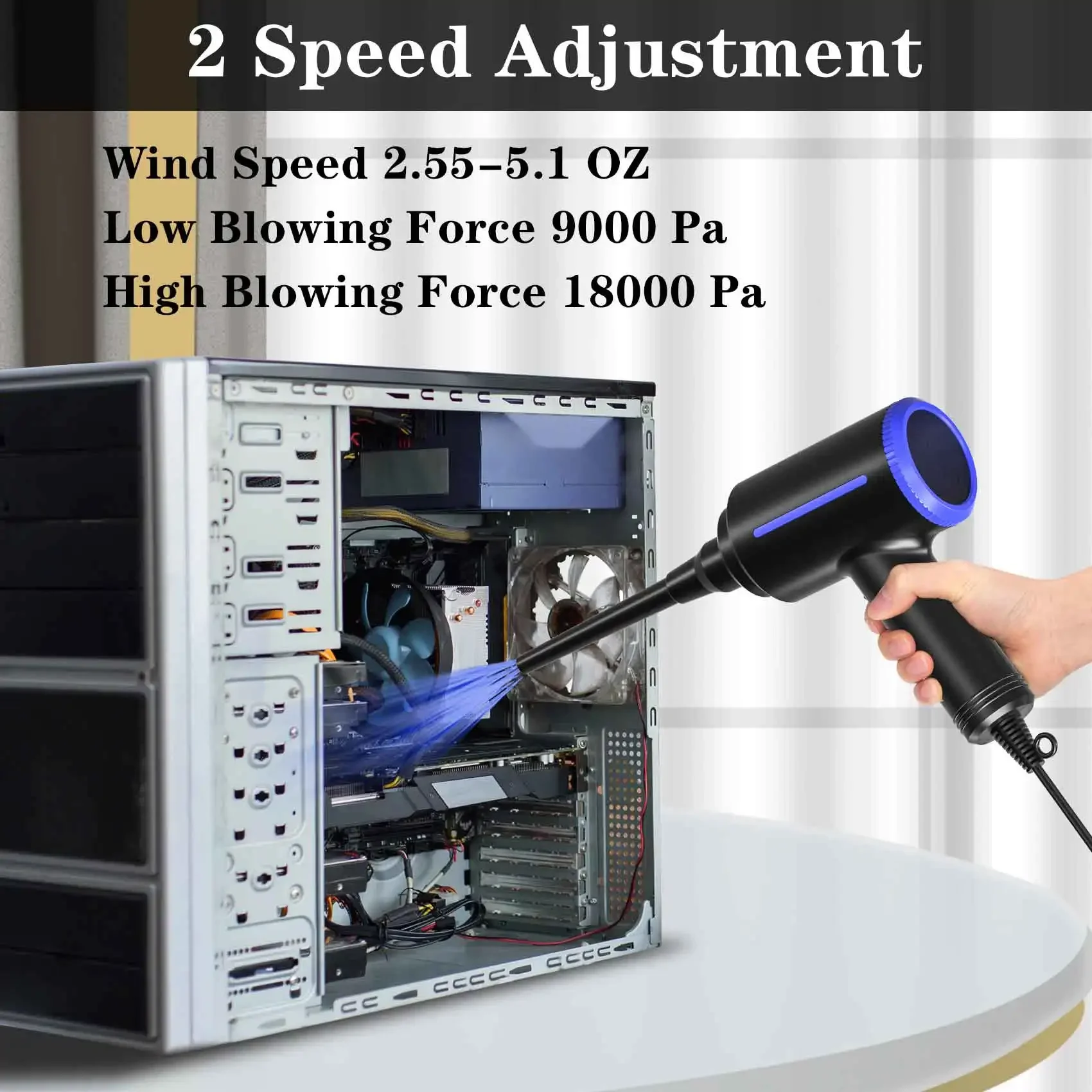 Espanador Elétrico do ar Comprimido Pulverizador de ar Enlatado Bomba de ar para Inflatables Computador pc Teclado Limpo Secador de Cabelo 500w - Imagem 6