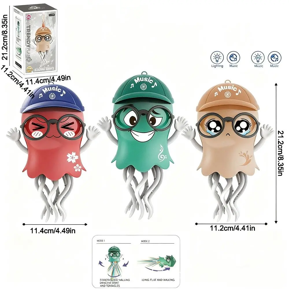 LED 라이트 댄싱 문어 장난감 팔각 발톱 비틀기 기어다니기 춤추기 마법의 춤추는 문어 자동 장애물 회피