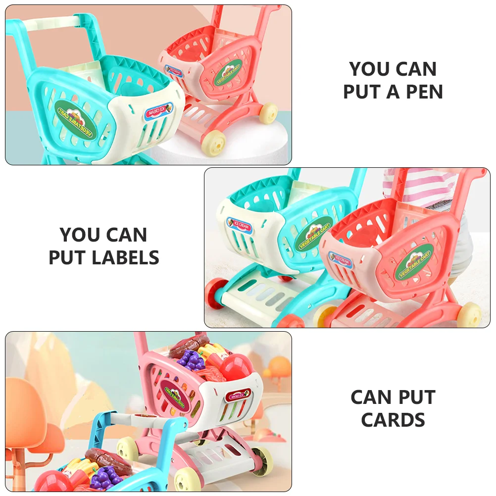 Children's Shopping Cart Learn to Walk Toy Toys Kids Playing Mini Storage Supermarket Simulated Trolley Plastic 2