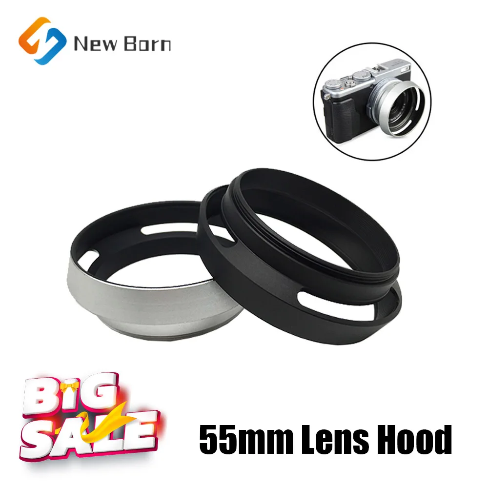 55Mm Metal Camera Lens Hood Grandangolare Lente Protector Cover Per Fuji Canon Eos Sony Pentax Olympus Nikon D5600 D5300 D7500 Dslr