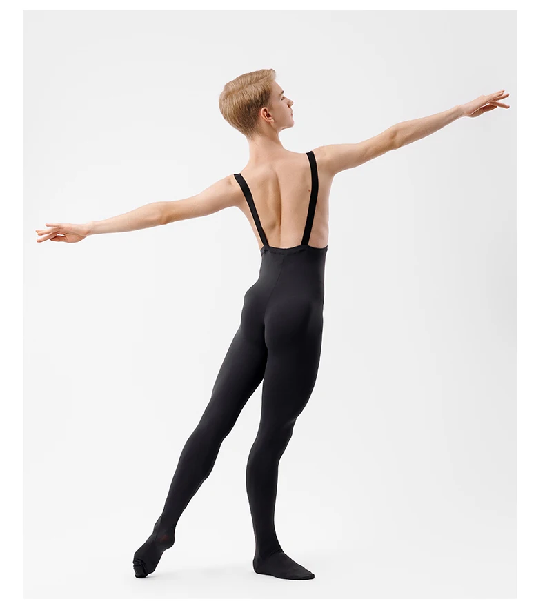 Einteiliger schwarzer Tank-Ganzanzug für Herren, ärmellos, Ganzkörper-Tight-Overall, Tanzkostüm mit Hosenträgern für Fitness – Detail 21