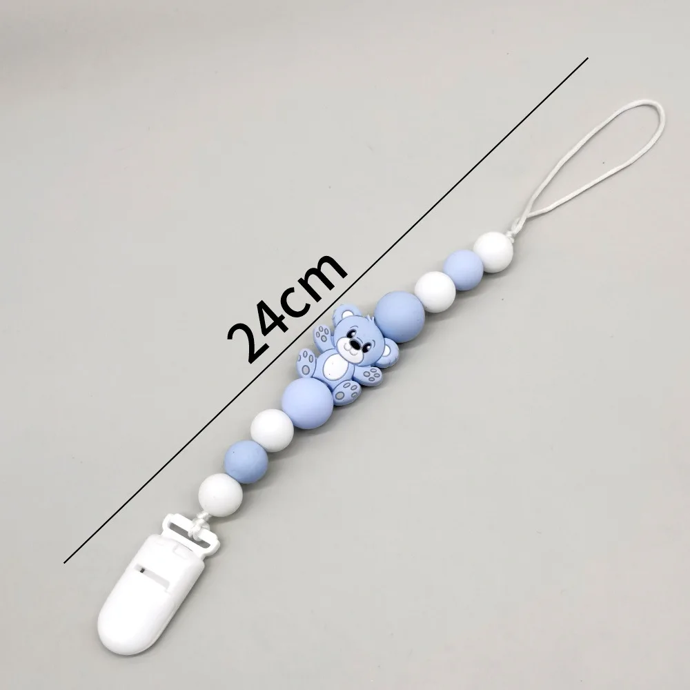 Bear Design Baby Pacifier Clip, BPA-Free Silicone Infant Pacifier Holder, Cute Dummy Chain for Baby Boys & Girls