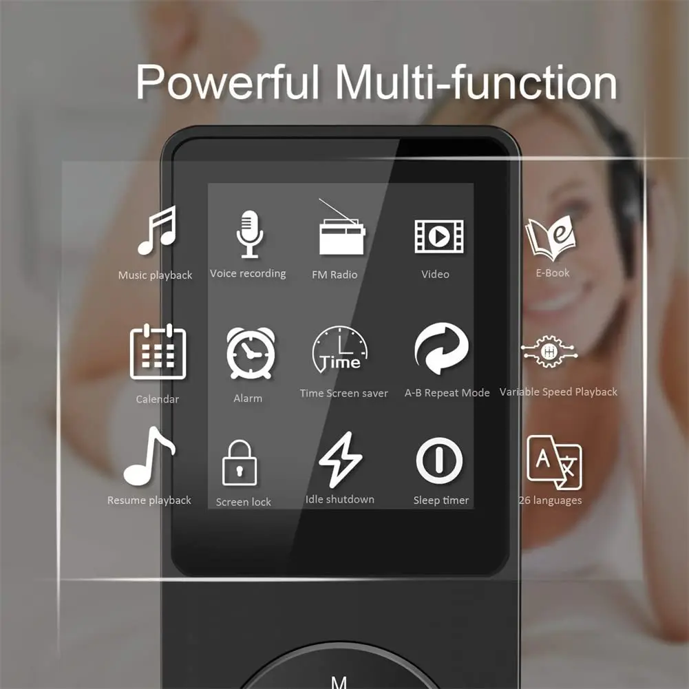 Bluetooth-Compatible 5.0 1.8 inch Mini MP3 MP4 Player Color Screen Portable Walkman with E-Book/Reading/FM Radio