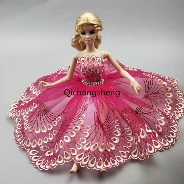 Ropa BJD para muñeca Barbie, vestidos de princesa rosa para Barbie, trajes de muñecas de 1/6 accesorios, vestido de juguete para niños, 11,5 -