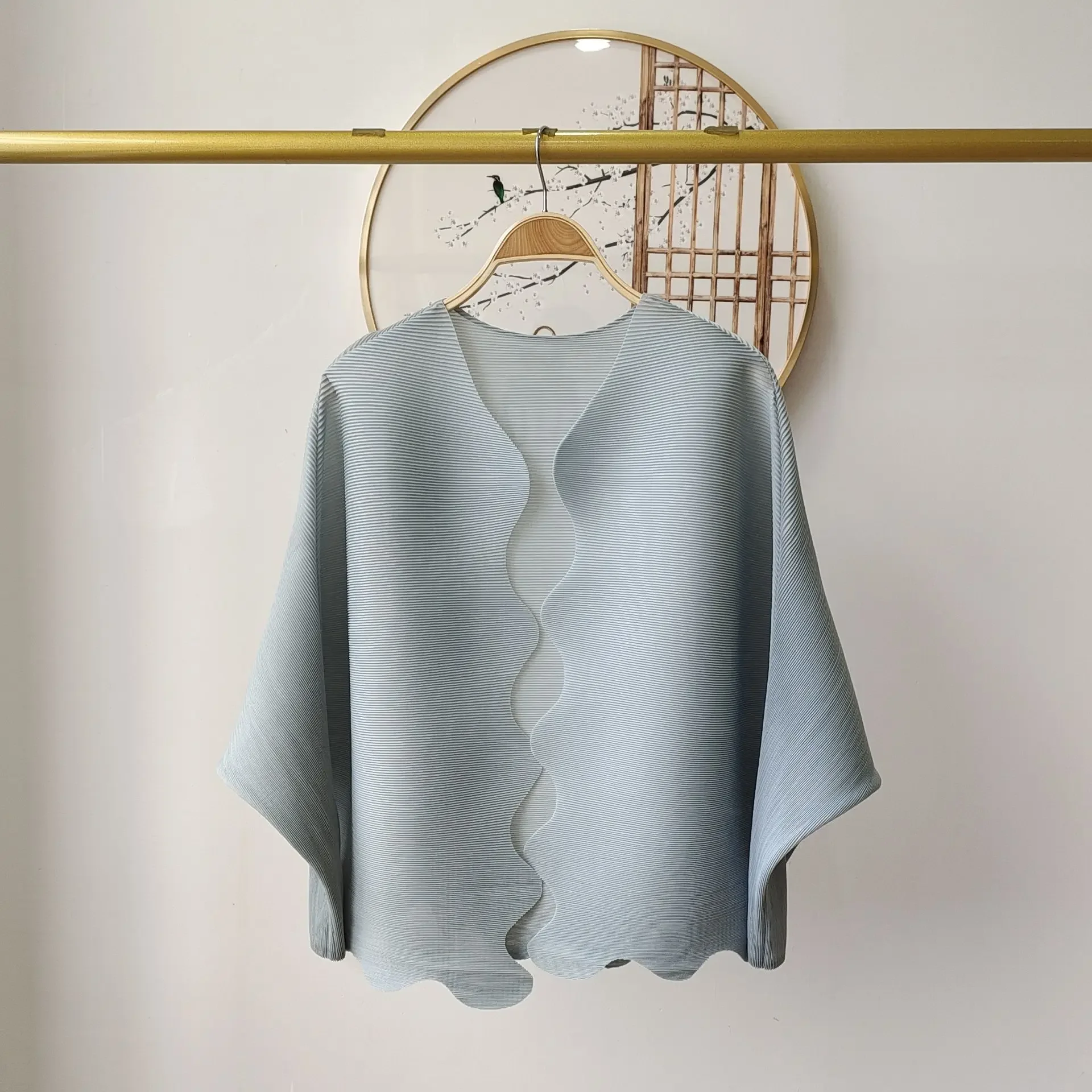 

Pleats Original Pleated Loose Hundred Casual Bat Sleeve Cardigan Jacket Fall New Solid Fashion Shirt Women's Long Sleeve Top