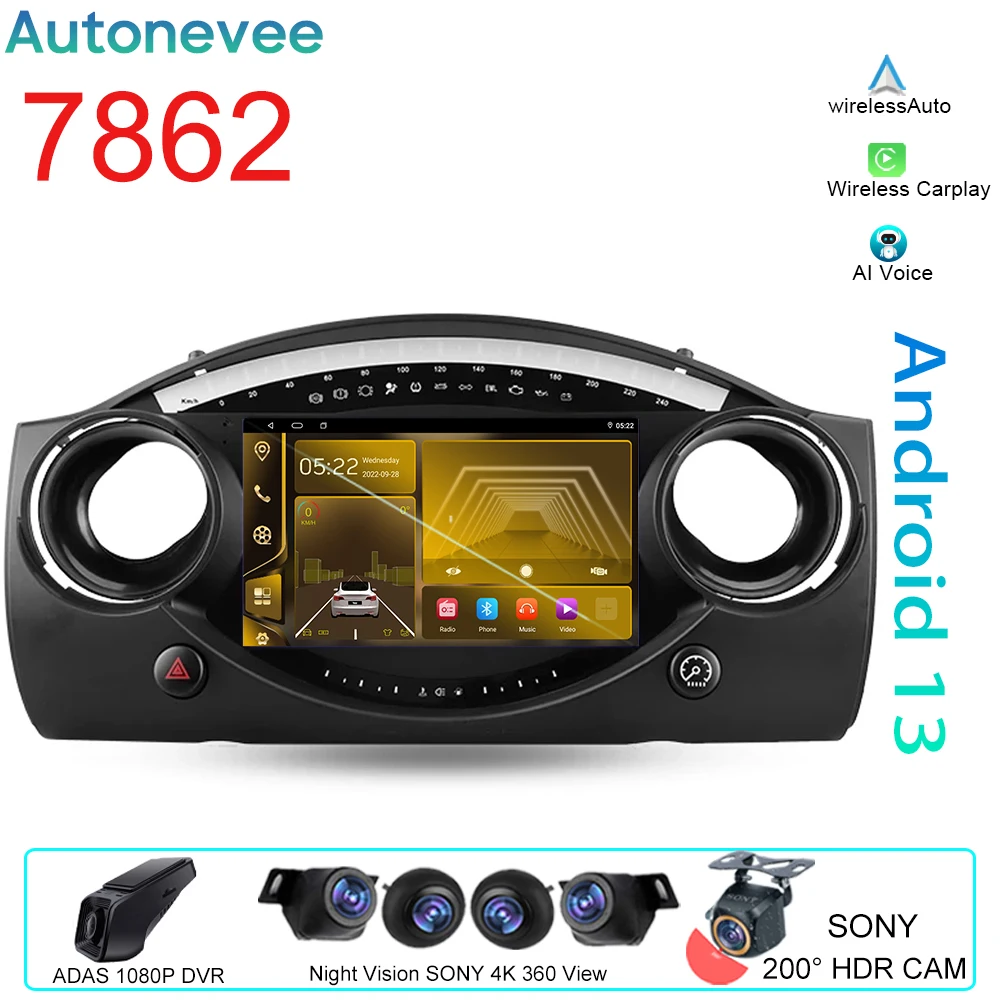 

Car Android For BMW Mini Hatch R50 2000 - 2006 Auto Radio Multimedia Player GPS Navigation 4G BT Video Carplay IPS No 2din DVD