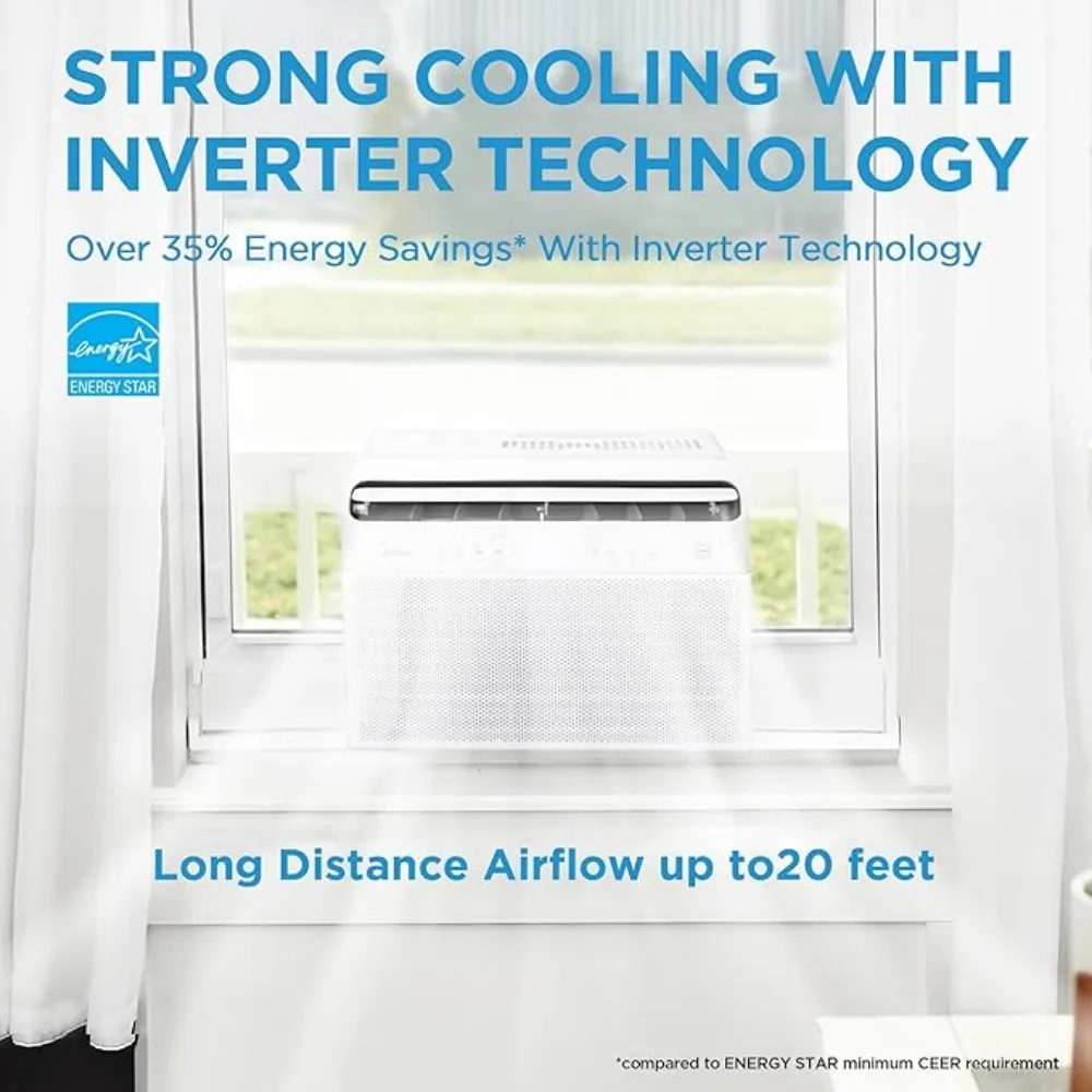 12,000BTU U-Shaped Smart Inverter Air Conditioner–Cools up to 550Sq. Ft. Ultra Quiet with Open Window Flexibility Remote Control 3
