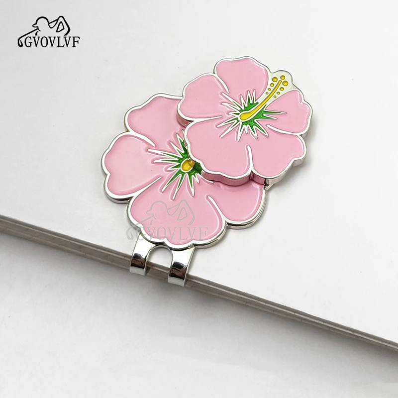 1pc Magnetic Golf Ball Markers and Novelty Hat Clip Pink Flower Glove Hat Shape Clip Golf Bag Accessories Court Gift for Golfer