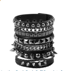 Vintage Leather Bracelets Punk Row Cuspidal Spikes Rivet Stud Wide Cuff PU Leather Punk Gothic Rock Unisex goth accessories 4
