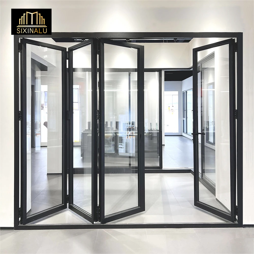 1.8mm Thermal Break Aluminum Profile Alloy Frame Accordion Door Custom-made Double-glazed Tempered Glass Folding Door folding door