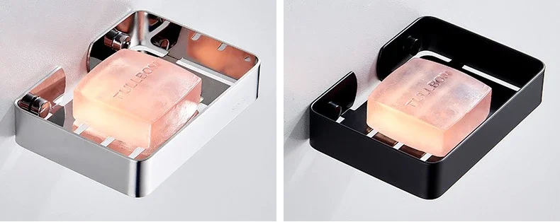 1 Set of Stainless Steel Wall Mounted Soap Rack Bathroom Storage Container Extended Household Soap Rack Square Shower Soap Tray