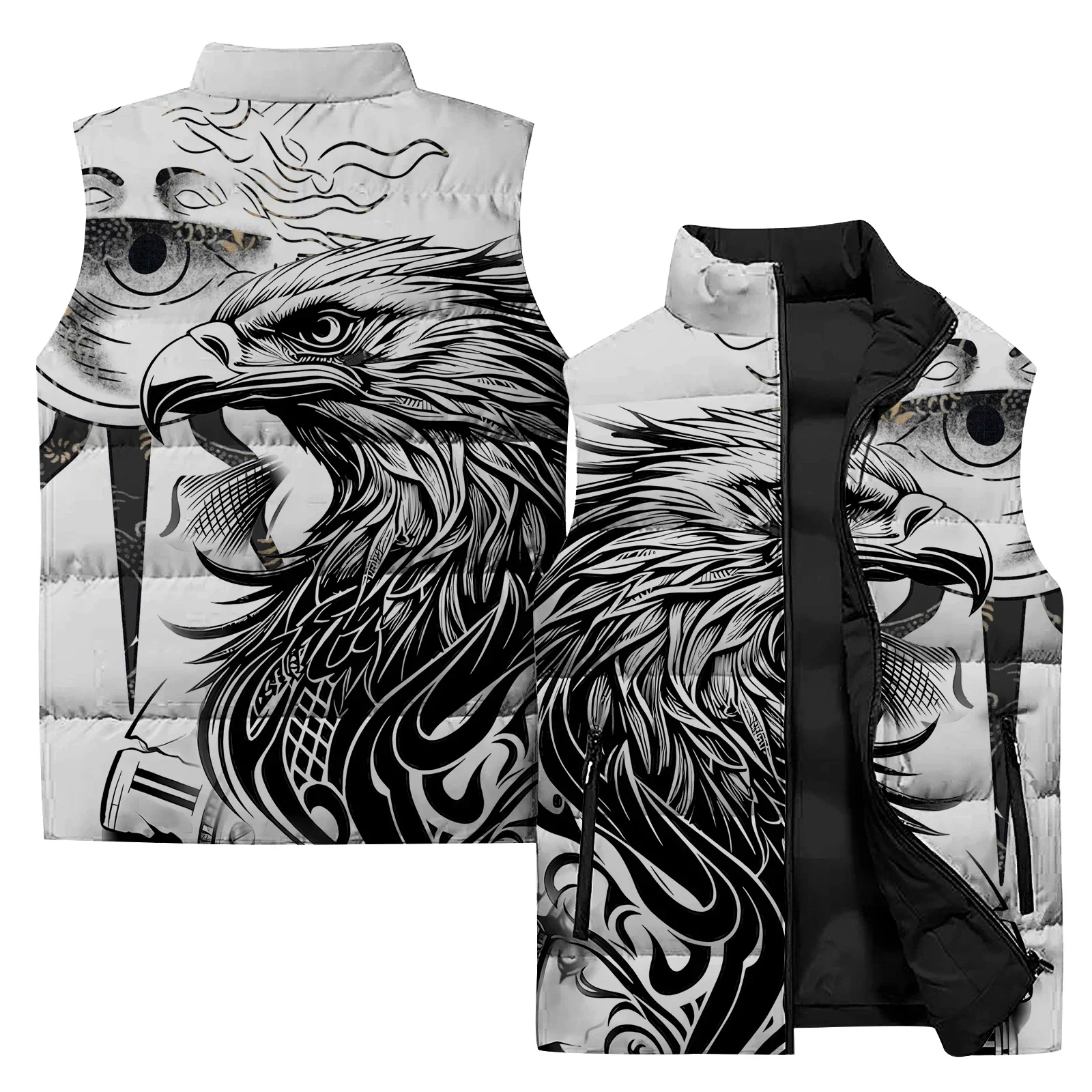 thumbnail image 1 of Chaleco de trabajo con estampado de águila de tendencia de moda para hombre, chaleco térmico cómodo, camisetas modernas y versátiles, chalecos para hombre, chaquetas de invierno para hombre, 1 of 4