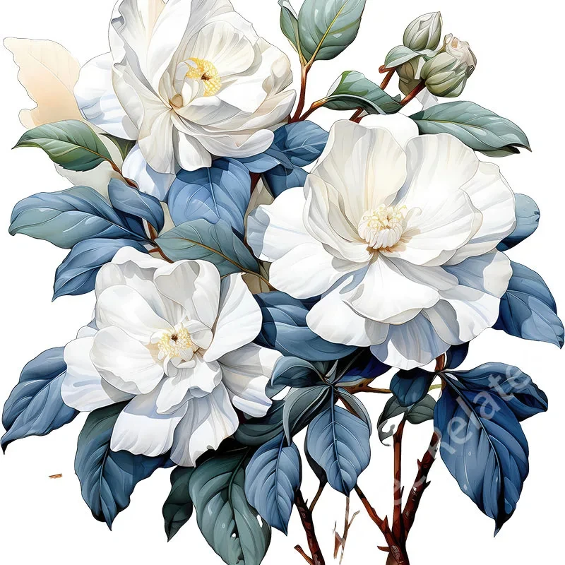 Wall Sticker Kids Room Background Home Decoration Mural Living Room Wallpaper Funny Decal Romantic Camellia E72