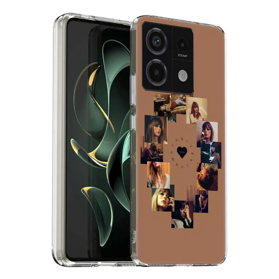 thumbnail image 1 of Funda transparente para teléfono Singer T-Taylors S-Swifts para Redmi Note 13 12 Pro+ Plus 5G 12S 12 12C 10 10A 10C 9 9A 9C 9T 8 8A K70 K60 K20 C, 1 of 5