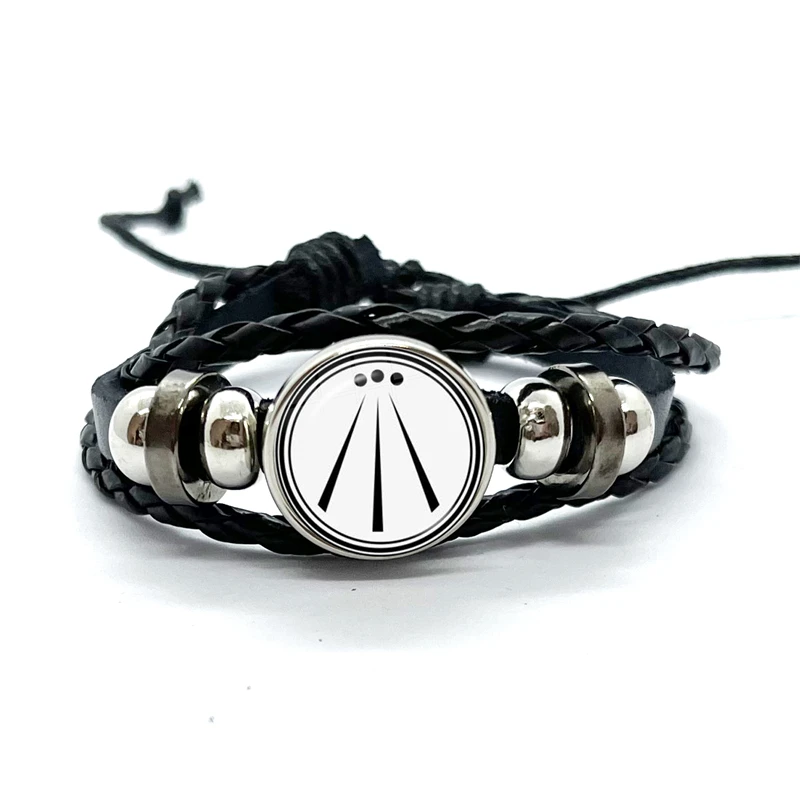New Fashion Awen Symbol Icons Round Photos Snap Button Bracelets Men Black Leather Wrap Bracelet Handmade Jewelry Gift 4