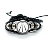 New Fashion Awen Symbol Icons Round Photos Snap Button Bracelets Men Black Leather Wrap Bracelet Handmade Jewelry Gift 4