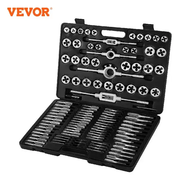 VEVOR Tap and Die Set 60PCS 86PCS 110PCS Tungsten/Carbon Steel Hand Threading Tool W/ Wrench Screwdriver for Repairing Cutting 1