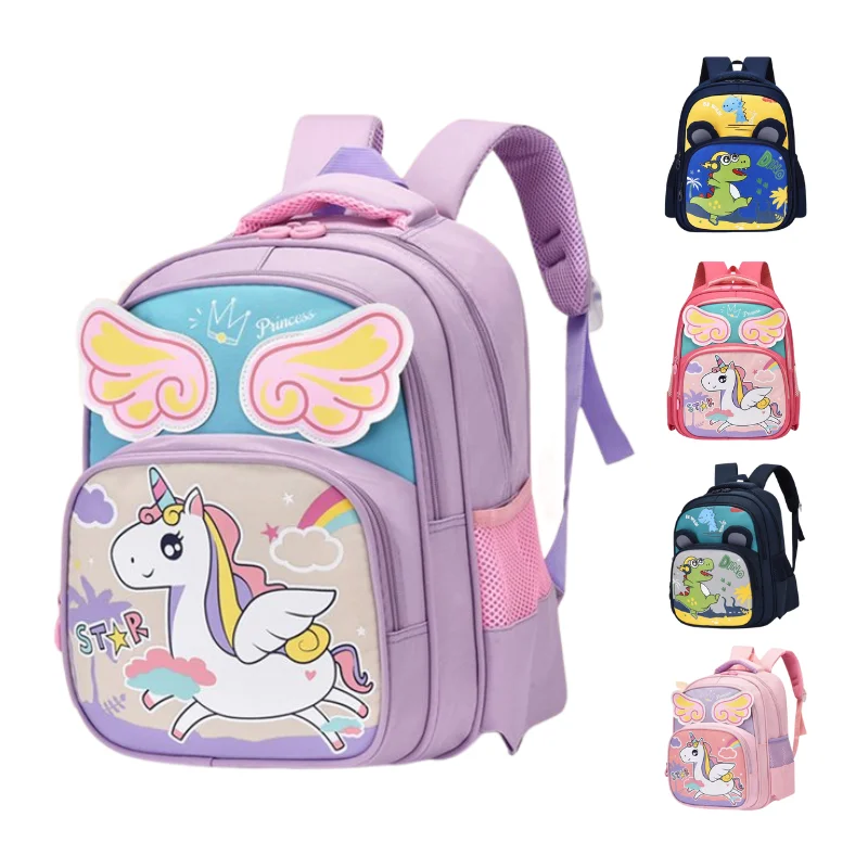 

New Kindergarten School Bag Girls' Backpack Boys' Cartoon Cute Princess Style Unicorn Dinosaur Bookback