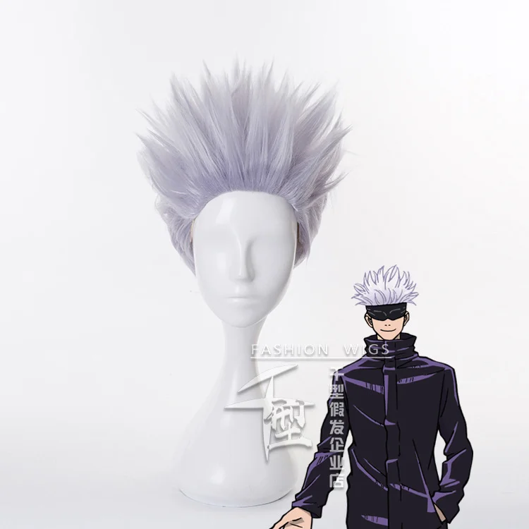 

Anime Jujutsu Kaisen Gojo Satoru Cosplay Wig Halloween Carnival Props High Temperature Synthetic Wig
