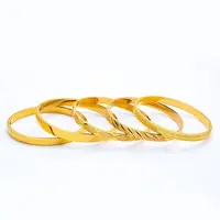 Wholesale Jewelry-- Embroidery Bangles and Bracelets 58mm For Women Wedding Jewelry Pure Gold Color 1