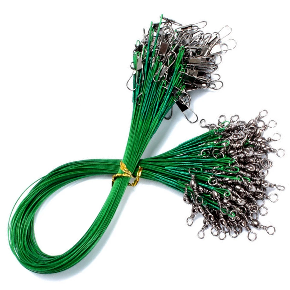 60Pcs Steel Wire Leader with Swivel Fishing Accessory Leadcore Leash