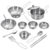 Stainless Steel Cookware Pots Pans Kids Children’S Toy For Girls Mini Pretend Kitchen Toys, Super Shatterproof Tableware 1
