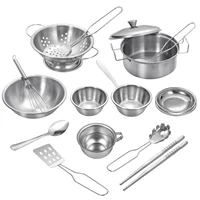 Stainless Steel Cookware Pots Pans Kids Children’S Toy For Girls Mini Pretend Kitchen Toys, Super Shatterproof Tableware 1