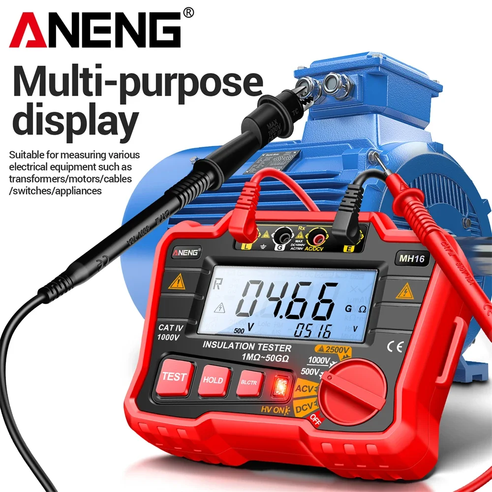 ANENG MH16 Megohmmeter Ohm Tester Digital Megometro Insulation Earth High Voltage Resistance Meter Megohmmeter Tester Tool