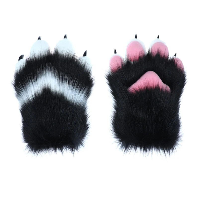 

New Animal Paw Gloves Hairy Hands Paws Gloves Costume Gloves Furry Claw Paw Gloves