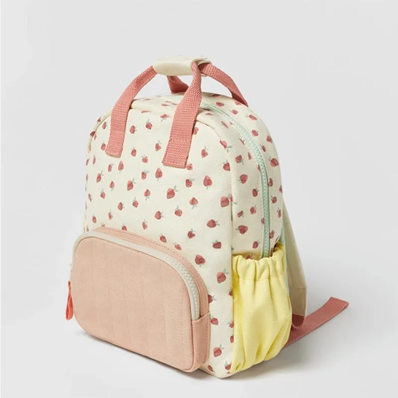 

Детский рюкзак с принтом клубники, повседневные милые школьные ранцы для девочек, модные миниатюрные рюкзаки для начинающих ходить детей