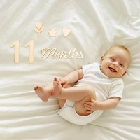 0-12 Baby Milestone Cards Wooden Photography Milestones Memorial Monthly Commemorativenir Photo Accessories For Newborn Baby 5