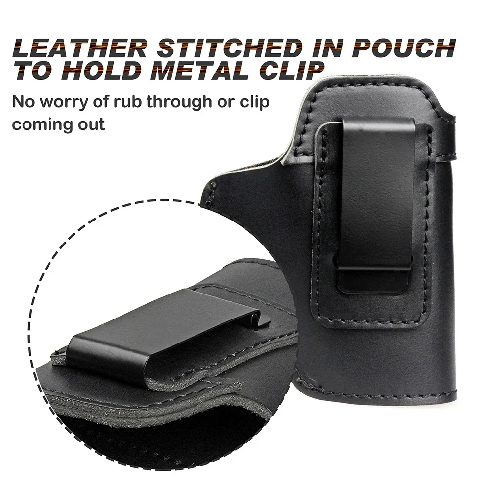 Pistol Holster Tactical Leather IWB for Glock 17 19 43X Sig P365 9mm Hunting