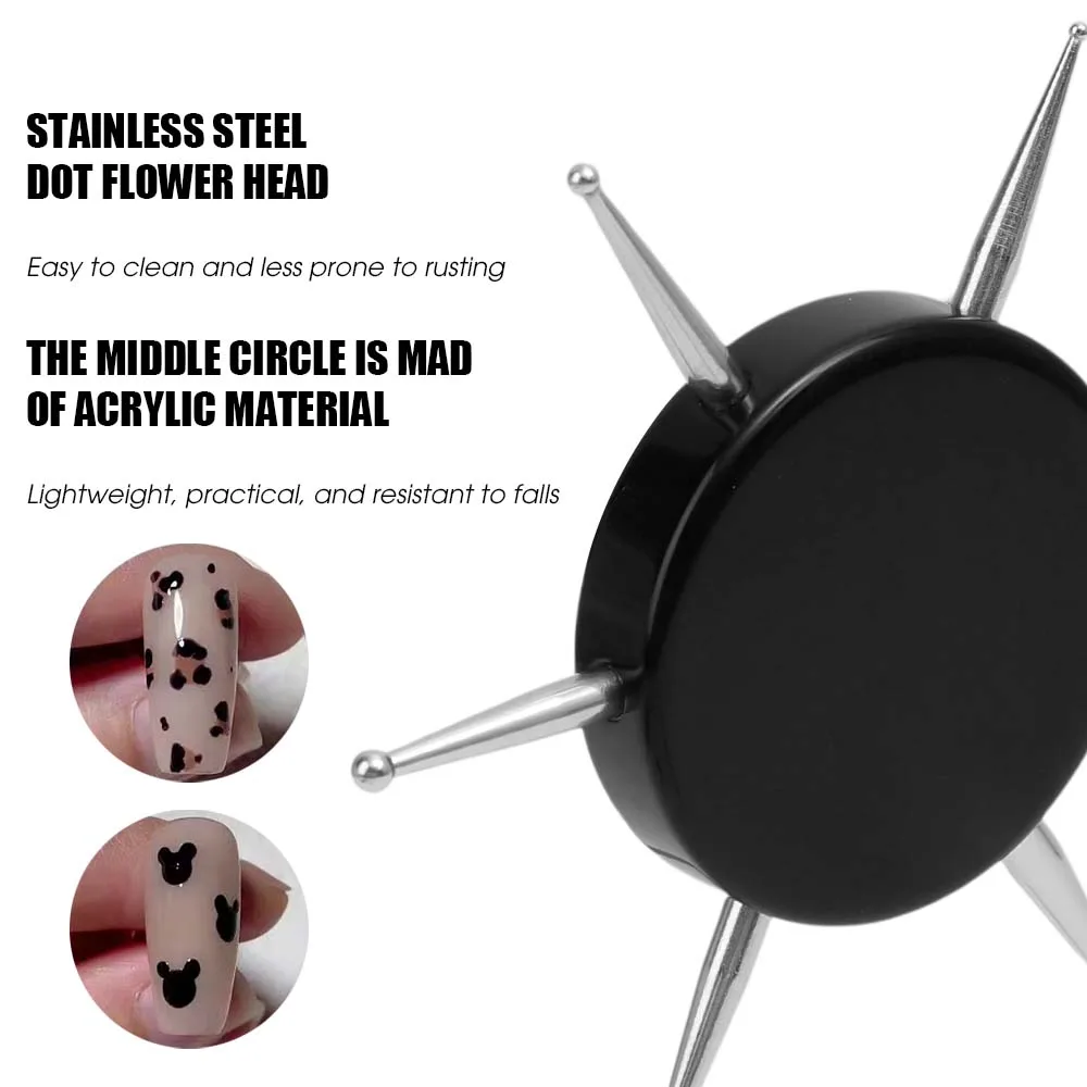 6 Head Nail Art Dotting Disc Drawing Liner Nails Drills Point UV Gel Nail Dot Painting Acrylic Salon Manicure Decoration Tools 6