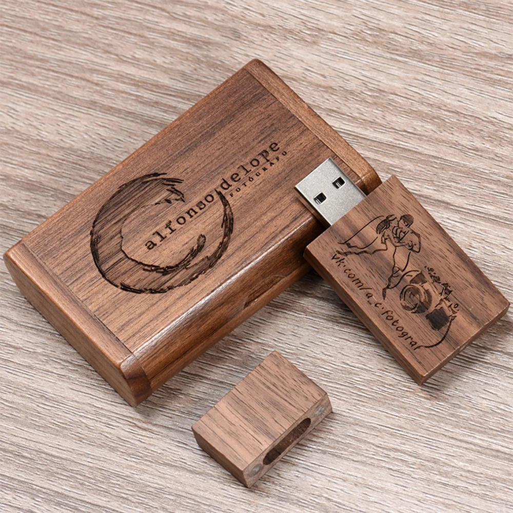 JASTER 무료 맞춤형 USB 3.0 플래시 드라이브 128GB 비즈니스 펜드라이브 메모리 스틱 64GB 나무 상자 펜 드라이브 32GB