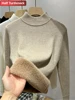 Sweater For Women Casual Thick Warm Knit Plush Velvet Lined Pullover Tops Fall Winter Soft Knitwear Jumper New Slim Poleras 2