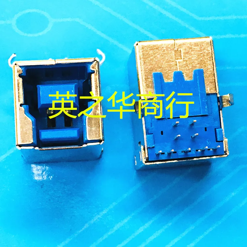 

10 шт. оригинальный новый тип B розетка USB3.0 интерфейс принтера под углом 90 градусов изогнутые ножки синий клей квадратный ротовой принтер женский порт