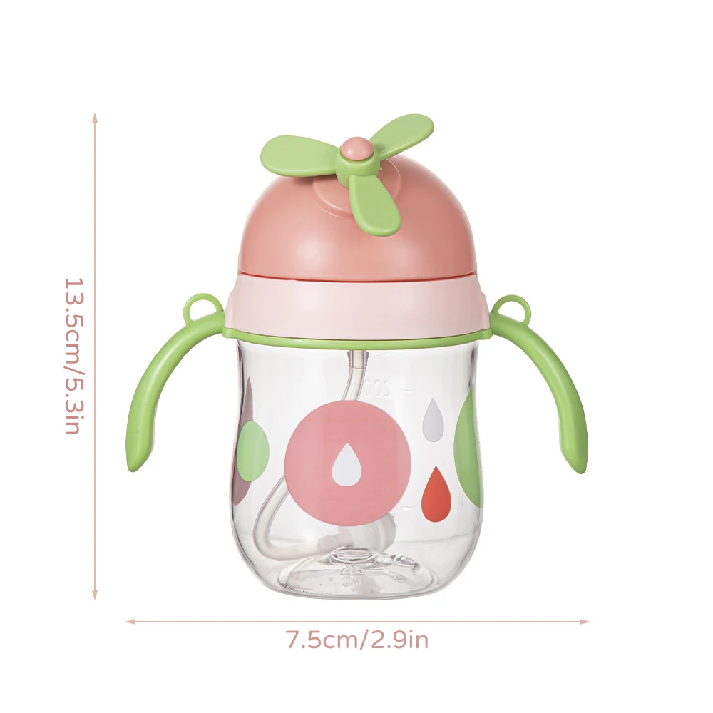 250m unique rotating windmill baby anti choking straw water bottle, bright colors, elements that children like, BPA free