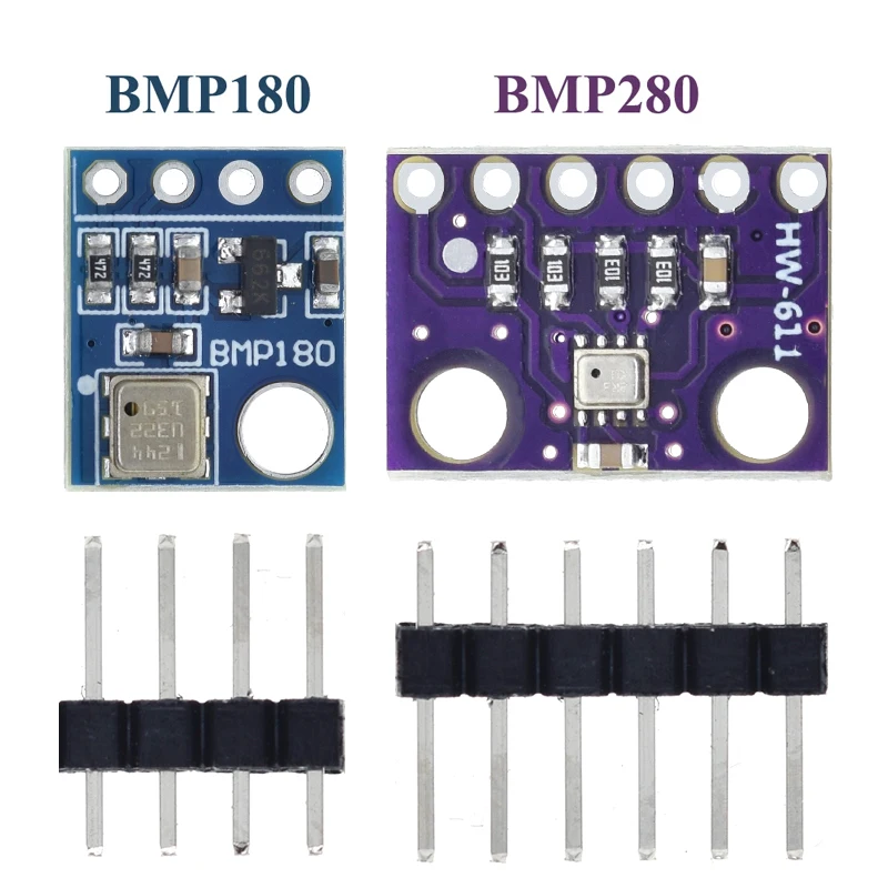 Gros plan sur le capteur BMP280 du module barométrique, avec le logo Bosch et les connexions I2C/SPI visibles.