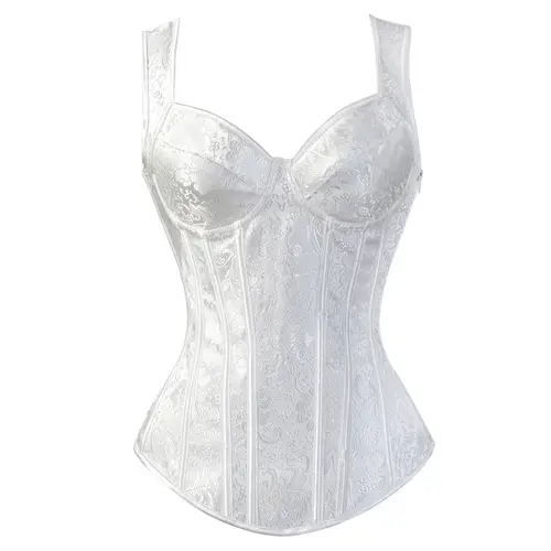 Women Corset with Straps Black Overbust Corset Plus Size Floral Jacquard Corset Zipper Top Gothic Steampunk Corset Bustier - Image 27
