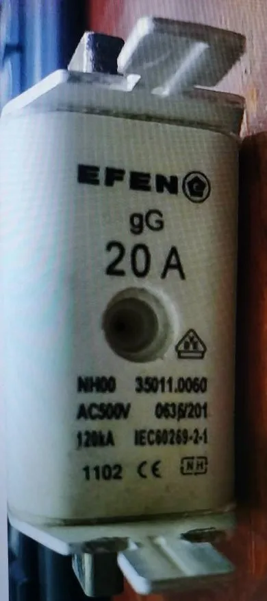 

Fuses: EFEN NH00 20A 500V gG 35011.0060 / NH00 32A 80A 100A 500V gG / NH00 16A 50A 63A 80A 125A 160A 500V 35024.0080 gR